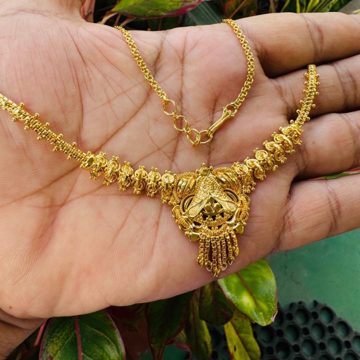 BOOM%20Gold%20plated%20beautiful%20necklace%20kara%20maala%20hansaputtu%20design%20necklace%20without%20stone%20For%20Women%20-%20Image%203