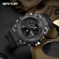 【Miga Plaza】SANDA 739  Style Large Dial Men's Watch Male Student Fashion Trend Multi-Function Digital Waterproof Luminous Chronograph Watches. 