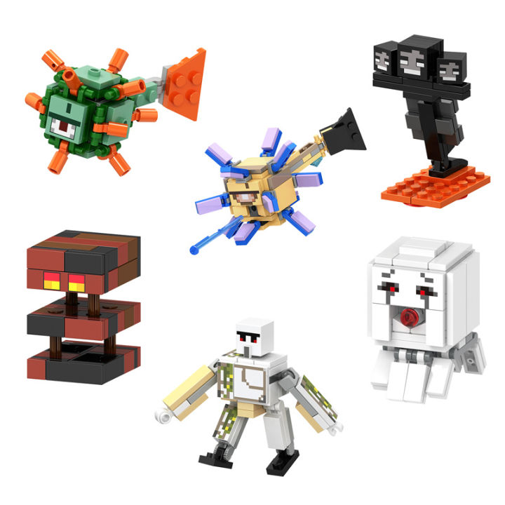 【NextGenGadgets】Minecraft Guardian Iron Golem Withered Wraith Great Molten Rock Compatible LEGO Building Blocks Minifigure