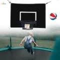 Basketball Hoop Attachment for Trampolines Universal Baseboard with Ball Adjustable Ropes for All Ages Practice Kids Backyard Outdoor Sports. 