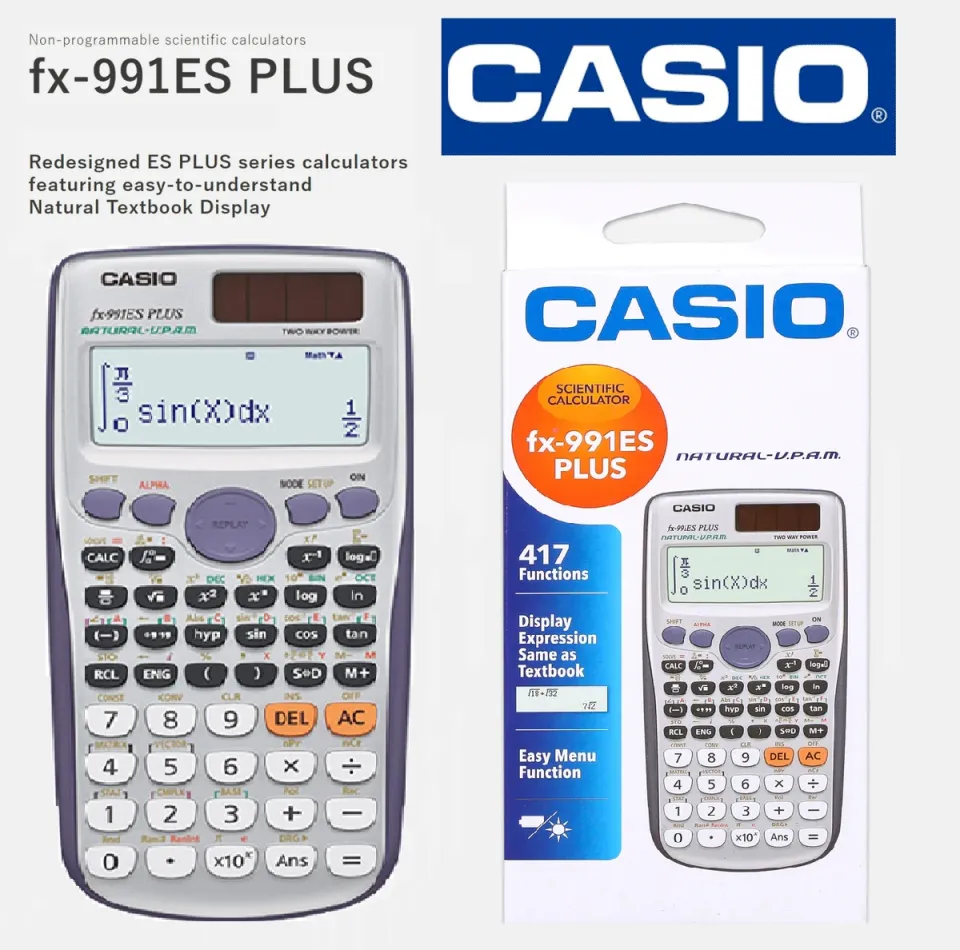 Calcuso Bundle: Casio FX-991ES Plus 2 Calculator + Light Grey Protective Case – 5-Year Warranty