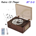 Bluetooth 5.1 Compatible Album Player Multi-Connection CD Player Refined Handmade Craftsmanship Light Luxury Retro Wireless andWired Connection. 