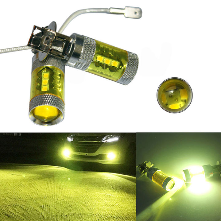 2pcs LED Fog Lights 12-24V H3 80W 16 SMD LED Car Fog Light Yellow High Power Encounter