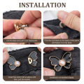 4Pcs Pearl Butterfly Jeans Button Adjustable Clips For Pant Skirts Waist Tightener Buckle Snap Button Adjuster Pants Pins Cuilei. 
