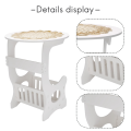 (VDZI) Mini Plastic Round Coffee Tea Table Room Storage Rack Bedside Table White. 