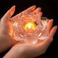 Lotus Shape crystal Design Glass Candle Holder  1PC Lotus Flower Shaped Candle Holder Glass Candle Holder (Lotus Shaped). 