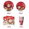 Christmas Disposable Paper Tableware Red Black Plaid Plate Cup Napkin Banner Straw Merry Christmas Decoration 2023 Party Supplie. 
