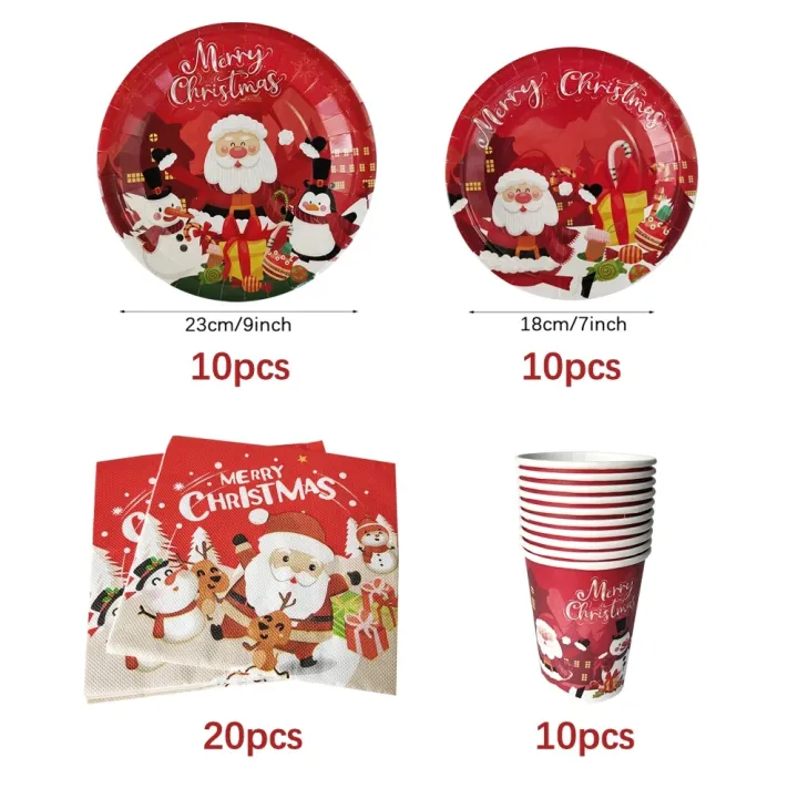 Christmas%20Disposable%20Paper%20Tableware%20Red%20Black%20Plaid%20Plate%20Cup%20Napkin%20Banner%20Straw%20Merry%20Christmas%20Decoration%202023%20Party%20Supplie%20-%20Image%204