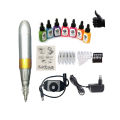 BaseKey Tattoo Machine Set - 1 Piece Tattoo Machine with 7 x 15 ml Professional Tattoo Ink, New Aluminum Alloy, 5V 1.5A, Case, Included Tattoo Pen. 