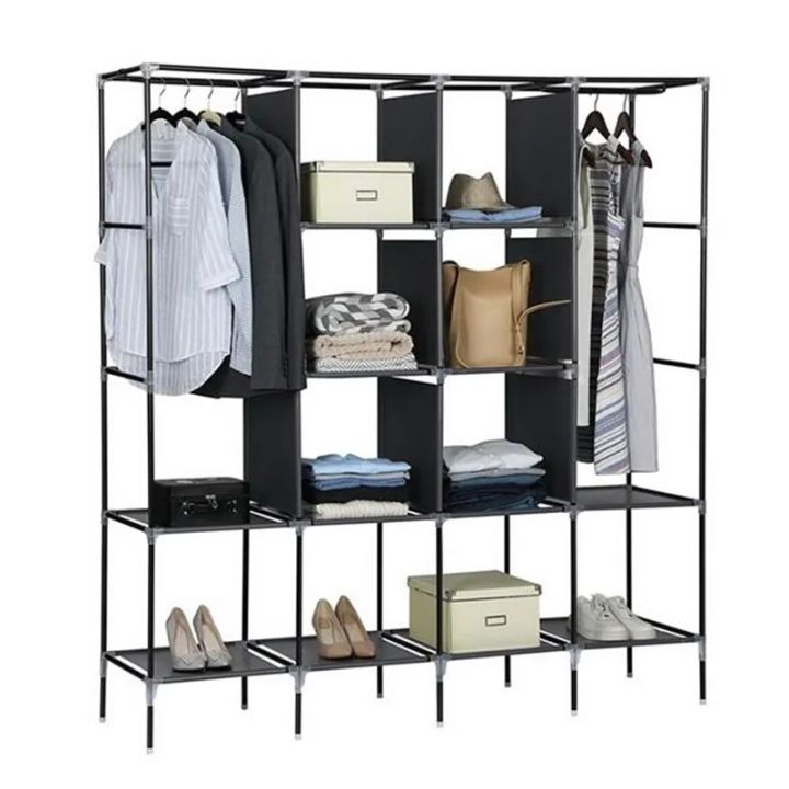 Portable%20Wardrobe%20wardrobe%20cloth%20rack%204%20Door%20Shelves%20Clothes%20Storage%20Organiser%20with%204%20Hanging%20Simple%20Fabric%20Wardrobe%20Oxford%20Cloth%20Simple%20Modern%20Household%20%20Foldable%20Closet%20Portable%20Clothes%20Closet%20Rolling%20Door%20with%20Shelves%20a%20-%20Image%202