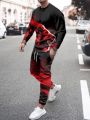 2022 spring men's sportswear set Autumn long sleeve T-shirt set colorful casual sportswear 2 piece fashion round neck Street. 