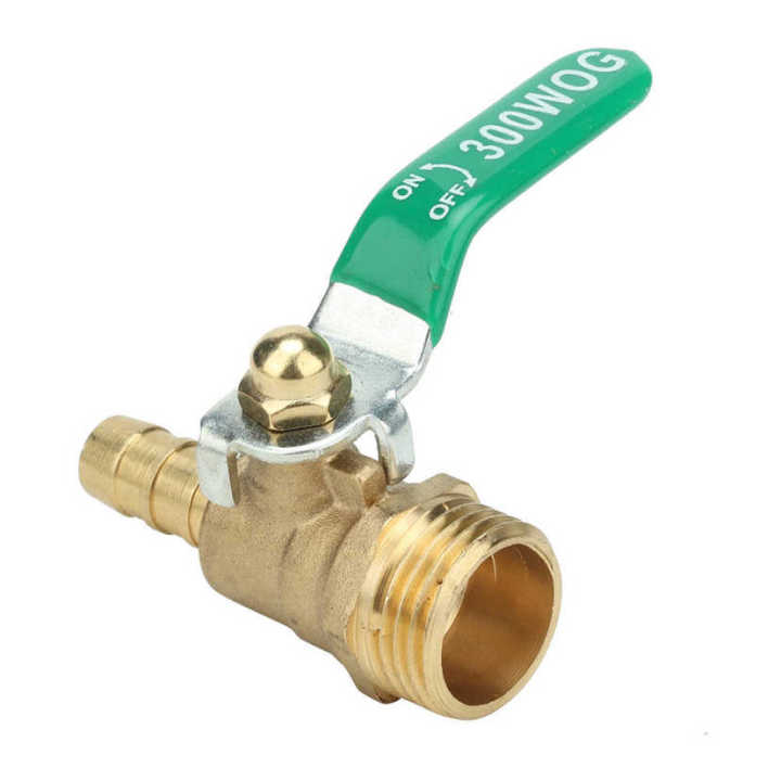 G1/2" Thicken Male Thread Brass Pipe Ball Valve Green Lever Handle 8mm/10mm/12mm