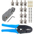 Rotary Coaxial Cable Stripper Cutter Tool Coaxial RF Connector Crimping Tool with Male BNC Plug Crimp Connector Kits. 