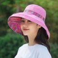 Reversible Fisherman Hat Sun Hat Female Summer Uv Protection Face Cover Sun-Proof Hat Outing and Biking Big Brim Sun Hat. 