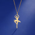 Ballerina Dancer Ballet Girl Designer Necklace Stainless Steel Elegant Pendant Fashion Jewelry Gymnastic Gifts for Girlfriend. 