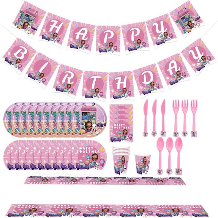 Gabbys%20Dollhouse%20Birthday%20Decoration%20Cats%20Balloon%20Disposable%20Tableware%20Backdrop%20For%20Girl%20Gabby%20Doll%20House%20Figures%20Party%20Supplies%20-%20Image%202