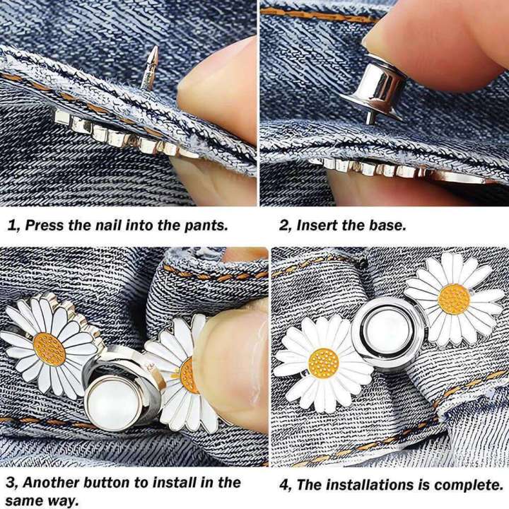 4PCS Pant Tightener Detachable Buttons for Loose Jeans Adjustable Jean ...