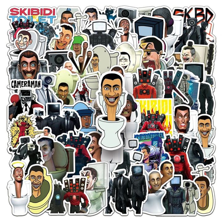 NEW 10/30/60Pcs Funny Game Skibidi Toilet Anime Stickers Graffiti Notebook Suitcase Vinyl Waterproof Decals Sticker for Kid Toy Gift