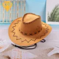 West Cowboy Hat Kit Printed Square Scarf Retro Glass Hiking Hat Ring Square Scarf Western Cowboy Set. 