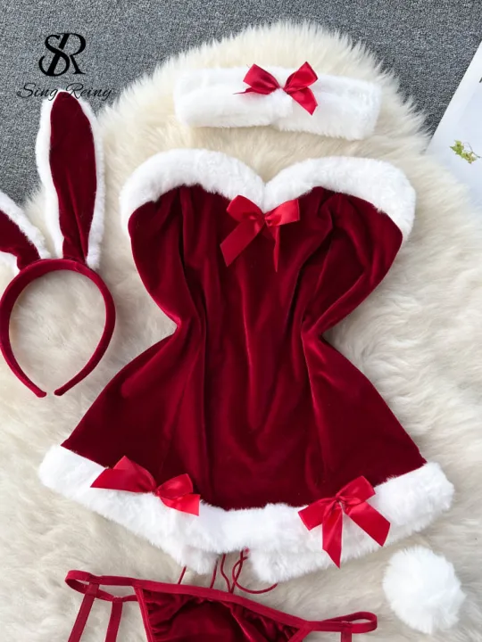 SINGREINY%20Cosplay%20Rabbit%20Maid%20Nightwear%20Halter%20Splice%20FuEfficientr%20Bow%20Lingerie%20Combination%20Christmas%20Porno%20Underwear%20Sets%20-%20Image%205