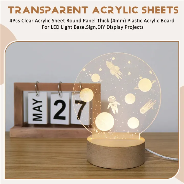 4Pcs Clear Acrylic Sheet for LED Light Base,Sign,DIY Display Projects ...