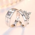 925 sterling silver new jewelry fashion couple ring engagement wedding anniversary gift woman man crown open ring. 