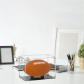 Football Display Case Acrylic Football Holder with Lid and Black Base Clear Football Boxes with Ball Holder. 