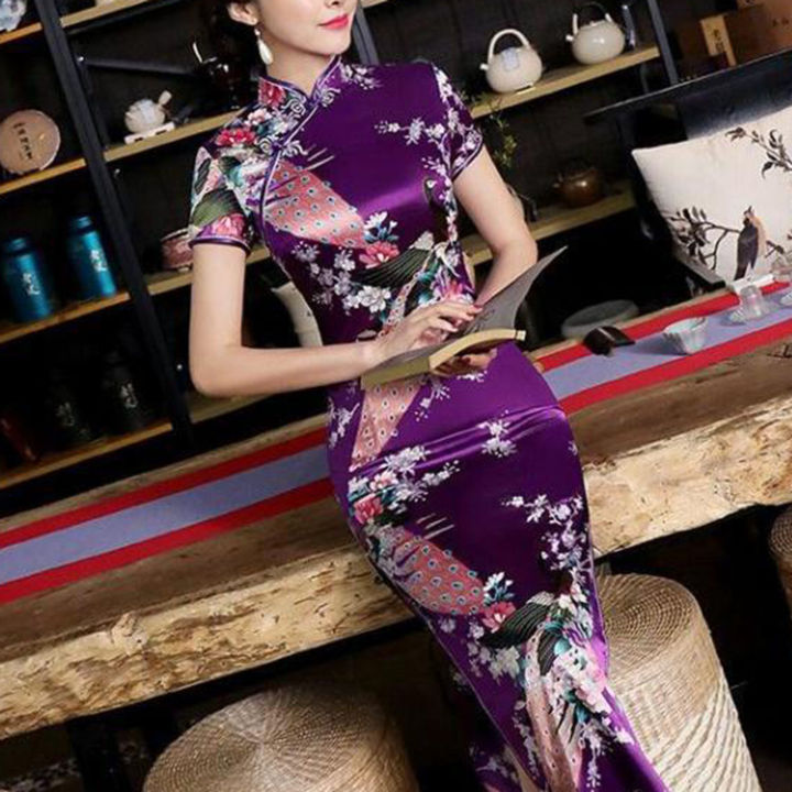 Epoch%20Chinese%20Cheongsam%20Dress%20Chinese%20Floral%20Print%20Cheongsam%20Dress%20with%20High%20Side%20Split%20Slim%20Fit%20Qipao%20for%20Summer%20Spring%20Retro%20Style%20Cheongsam%20-%20Image%203