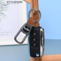 Anti-loss Keychain Holder Stylish Durable Electroplated Keychain with Faux Leather Buckle Anti-lost Car Key Ring Bag Pendant Multi-purpose Keychain Holder. 