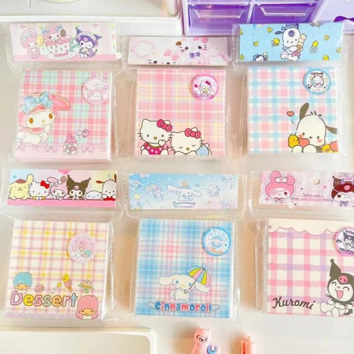 Sanrio Handbook Grid Sticky Notes Non-Adhesive Handbook Stickers Material Book Student With Sticky Notes Students Cute Stikers