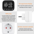 Yieryi Digital Temperature Controller Socket Outlet EU Plug Thermostat With Timer Sensor Probe Heating Cooling Switch for Aquaculture, Greenhouse, Incubator, Fish Tank (Black Backlight). 