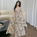 Lucyever Women's Spaghetti Strap Dresses 2024 Summer New Sweet Cute Floral Dress Woman Korean Chic Off Shoulder Party Maxi Dress Shapewear. 