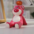 Cute Cartoon Strawberry Bear Figure Phone Stand Office Desktop Decoration Ornaments. 