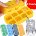 8 Grids Simple Food Grade Reusable Ice Cube Maker Mold with Lid Soft Bottom Ice Mould Forms for Whiskey Cocktail Accessories Kitchen Gadgets. 
