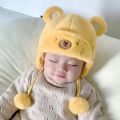 Lovely Winter Baby Bear Hats Soft Outdoor Newborn Bonnet Hats Ear Protection Fleece Wool Boys Girls Beanie Cap Kids. 