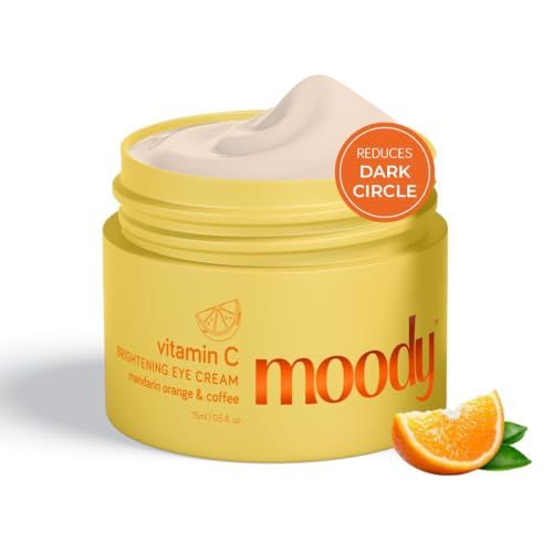 Moody Vitamin C Brightening Under Eye Cream with Niacinamide, Caffeine for Dark Circles, Puffiness Fine Lines | 94% Users Saw Reduced Dark Circles | 100% Vegan-for Women Men(FROM INDIA)JEZ