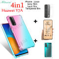 BLKNAIM (4-in-1) NEW For HUAWEI Y7A Case Anti-fall Color Mobile Phone + Frosted Ceramic Membrane + Carbon Fiber Back Film + Lens Film. 