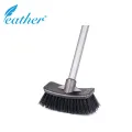 CURVED BATHROOM CLEANING BRUSH WITH 120CM PLASTIC COATED METAL HANDLE  - FEATHER BRAND. 