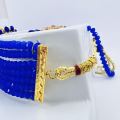 Adorable Gold-Plated ultra blue color crystal Pearl Choker Necklace Set for Women and girl with free box.. 