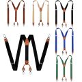 Cowhide Leather Suspenders 2.5cm Width 4 Hooks Men/Women Suspender Y Back Adjustable Retro Elastic Trouser Braces. 
