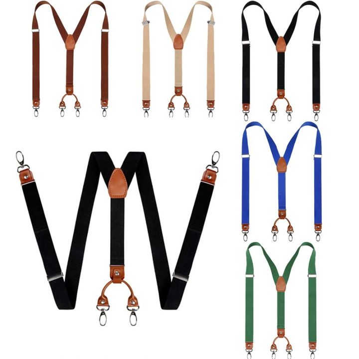 Cowhide%20Leather%20Suspenders%202.5cm%20Width%204%20Hooks%20Men/Women%20Suspender%20Y%20Back%20Adjustable%20Retro%20Elastic%20Trouser%20Braces%20-%20Image%204
