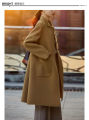Yfashion Women Cotton Pea Coat Fashion Solid Color Long Sleeves Mid-length Wool Coat With Pockets Winter Loose Casual Jacket. 