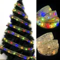1/2M Double Layer Fairy Lights Strings Christmas Ribbon Bows with LED Christmas Tree Ornaments New Year Home Decor. 