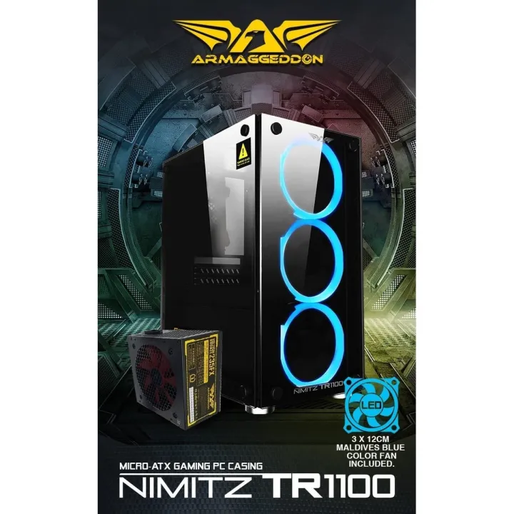 Armaggeddon Nimitz TR1100 Micro ATX Gaming PC Case (BLACK)