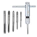 Adjustable T-Handle Ratchet Tap Holder Wrench with 5pcs M3-M8 Machine Screw Thread Metric Plug Tap. 