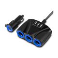 12V/24V 3 Way Auto Sockets Car Cigarette Lighter Adapter Lighter Splitter Lighter 5V 3.1A Output Power With 5 USB Charger. 