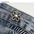Fashion Alloy Flower Pants Button Tightener Waist Buckle Adjustable Flower Jean Fit Tighten Buckles Waist Clip Jean Buttons for Loose Jeans Jeans. 
