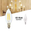 4W LED Filament Candle Light Bulb, E14 Edison Screw Classic Candle Bulb, Warm White 400LM, 40W Equivalent Incandescent Replacement, AC110-120V. 