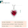 Potiy Heart Shape 3.6ct Created Ruby Pendant Necklace No Chain 925 Sterling Silver for Women Daily Wedding Party Jewelry. 