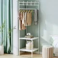 Multi-Function Corner Coat Rack, Floor Stationary Clothes Hanger Shelves, Removable Metal Clothes Storage Shelves, Hanging Shelf Bedroom Standing Corner Coat Rack Easy Assembly Portable Clothes Rack Furniture Storage Rack. 